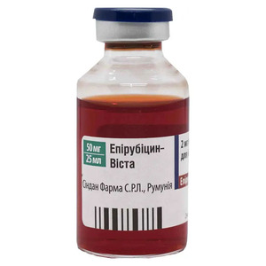 Епірубіцин-Віста розчин для інєкцій 2 мг/мл по 25 мл (50 мг/25 мл) у флаконі 1 шт.