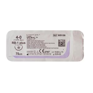 Викрил 4/0 W9106 игла кол. 17мм фиолет. 75см