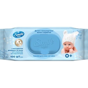Салфетки Smile Baby влажные с экстрактом трав №100