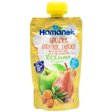 Пюре Hamanek яблуко з грушею і обліпихою (пауч) 100г