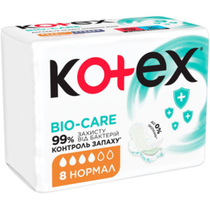 Прокладки Kotex Bio-Care нормал с крылышками №8