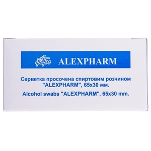 Салфетки спиртовые ALEXPHARM 65*30мм №100