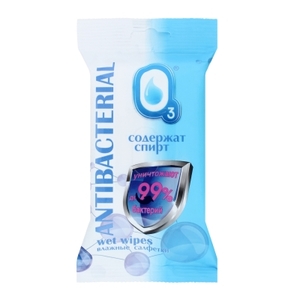 Салфетки влажные O3 антибактериальные со спиртом, №15