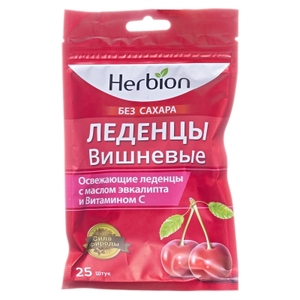 Хербион леденцы без сахара со вкусом вишни №25