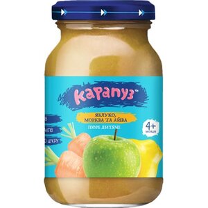 Пюре Карапуз с яблоком,морковью и айвой с 4-х мес.170г