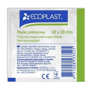 Лейкопластир ECOPLAST Медичний водостійкий бактерицидний 3,8*3,8см №1 (100)
