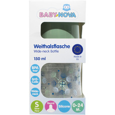 Бутылочка Baby-nova 45001-2 пласт.ПП шир.горл.Декор зеленая 150мл