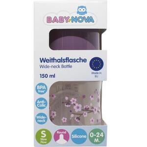 Бутылочка Baby-nova 45001-1 пласт.ПП шир.горл.Декор сиреневая 150мл