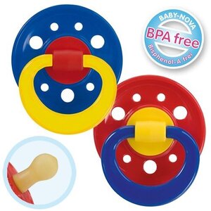 Пустышка Baby-nova 23500-1 лат.круглая моно 2шт.розово/сиреневая