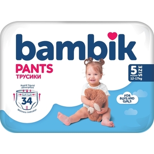 Bambik подгузники-трусики детские 5 (12-17кг) 34шт