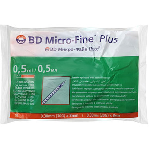 ДУБЛЬ Шприц BD инсулин. U-100  игла 30G (0.3x8мм) №1 0.5мл