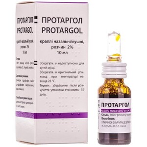 Протаргол капли 2% по 10 мл во флаконе 1 шт.