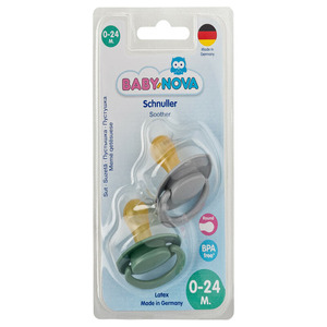 Пустышка Baby-nova 23500-3 лат.круглая моно 2шт.зелено/серая