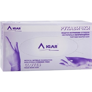 Рукавички Igar огляд. нітрил. нестерил. б/пудр. р. S (6-7)