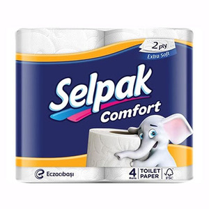 Selpak Comfort Туалетная бумага двухслойная, белая, 4 рулона