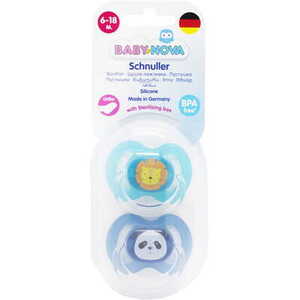 Пустушка Baby-nova сил.пласка з рис./кільце р.2 дівчинка 2шт.