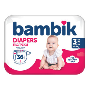 Bambik підгузки дитячі Medium 3 Midi (4-9кг) 36шт