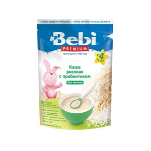 Каша Bebi безмолочна Рис низькоалерг з пребіот з 4-х міс 200 г