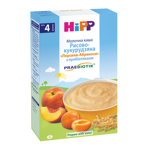 Каша HIPP 2983 молочна рис-кукурузна з пробіотиком Персик-Абрикос 250г