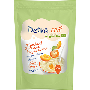 Каша Detka Am Organic безмолочна кукурудзяно-вівсяна з абрикосом 200г