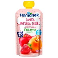 Пюре Hamanek яблуко з полуницею та абрикосом 100 г (пауч)