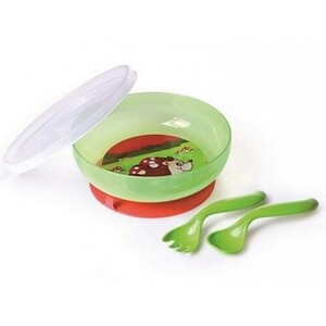 Мисочка Canpol с присоской и крышкой, вилкой и ложкой