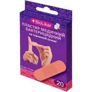 Лейкопластырь бактерицидный Biolikar ткан.осн. 2,5*7,2см №20