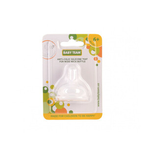 Соска Baby Team 2026 силиконовая антиколиковая для бутылочек с широким горлом