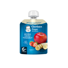 Пюре Gerber яблоко, банан и клубника 90г (пауч)