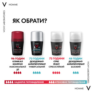 Дезодорант-антиперспират Vichy Инвизибл Резист шариковый от белых/желтых пятен для мужчи 72 час 50мл