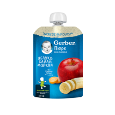 Пюре Gerber яблоко, банан и морковь 150г (пауч)