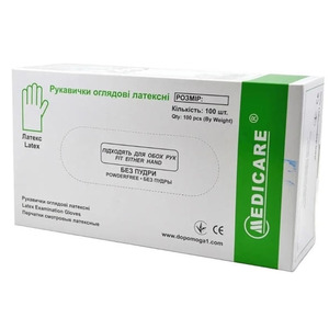 Рукавички Medicare огл. латекс. нестерил. б/пудр. текстур. р. L