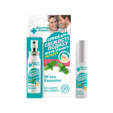 Спрей Доктор Биокон для свежести дыхания Мята+эвкалипт 25мл Спрей Доктор Биокон для свежести дыхания Мята+эвкалипт 25мл